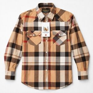 American West Plaid Snap Button Western Shirt Mens L NWT